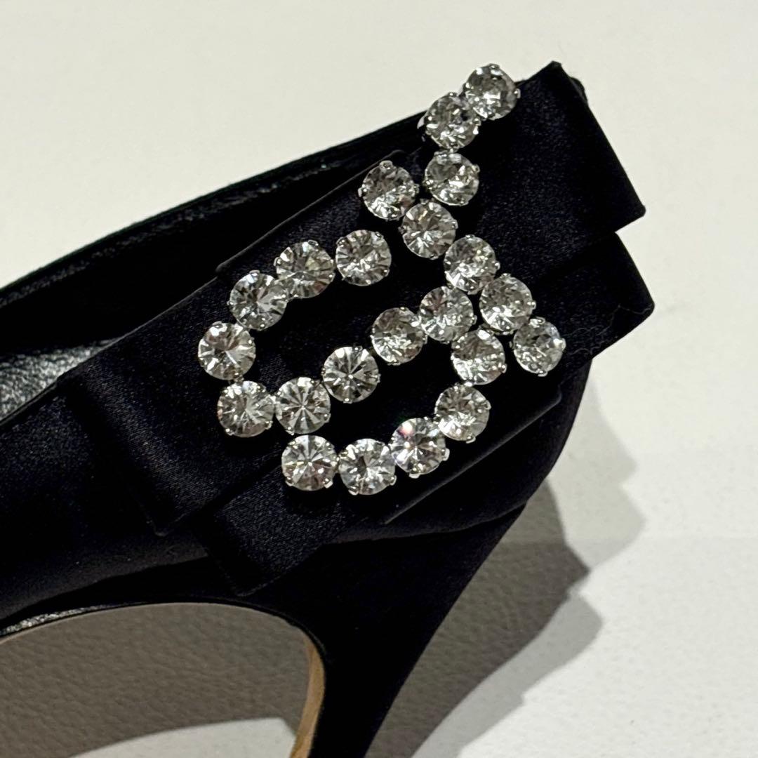 セルジオロッシ sr Twentyコレクション サテン パンプス ビジュー 黒