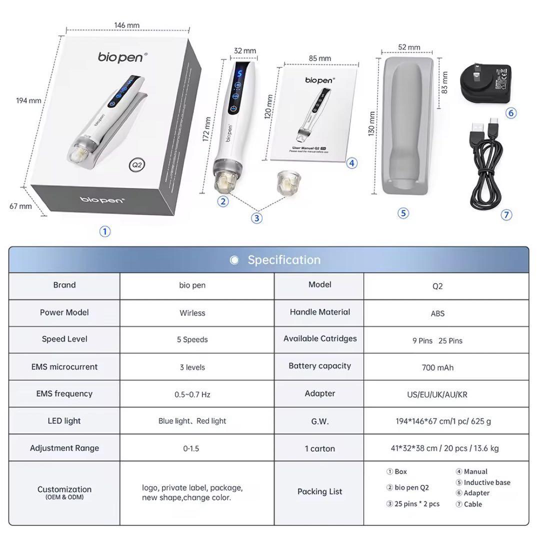 バイオペンQ2 ドクタービセア ノアグロウ同型機 美容液導入　ドクターペン