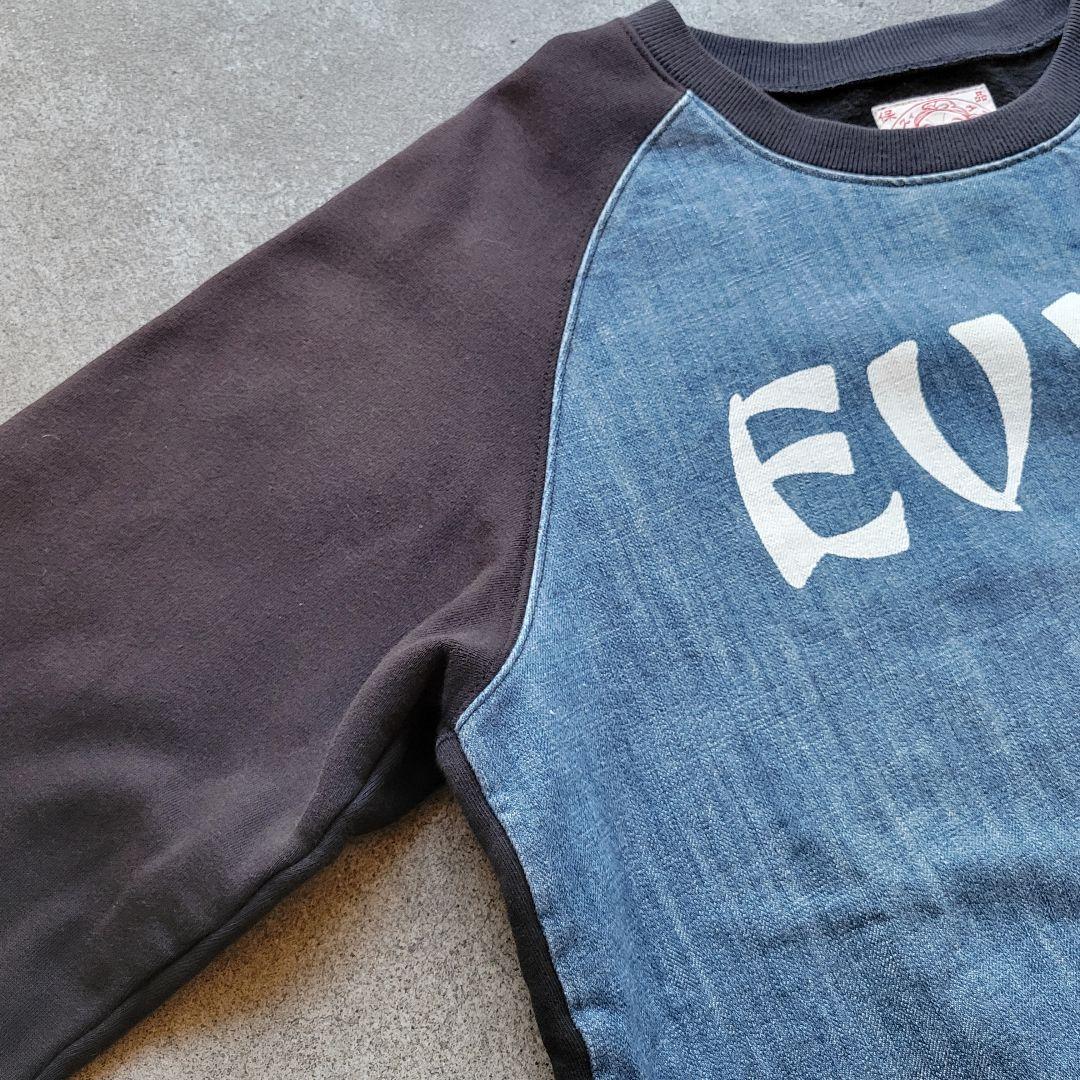 スッパマン様EVISU 廃盤モデル デニム切り替え スウェット ラグランスリーブ
