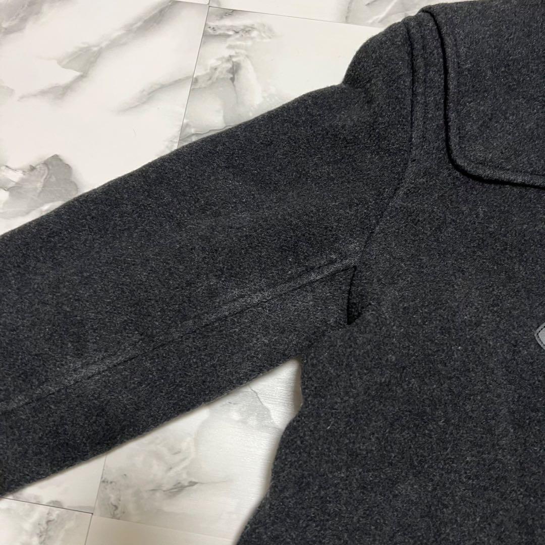 【美品】イーストボーイ　ダッフルコート　イタリア製生地　チャコール　チェック