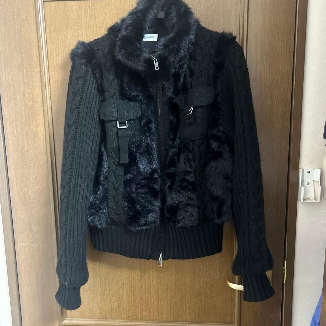 LAGUAGEM cable knit faux fur ブルゾン