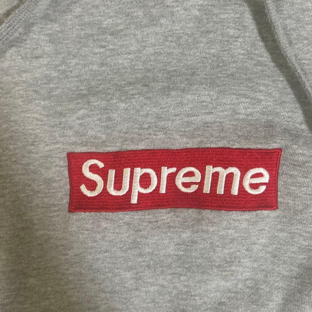 Supreme ボックスロゴ パーカー フーディー X-Large グレー