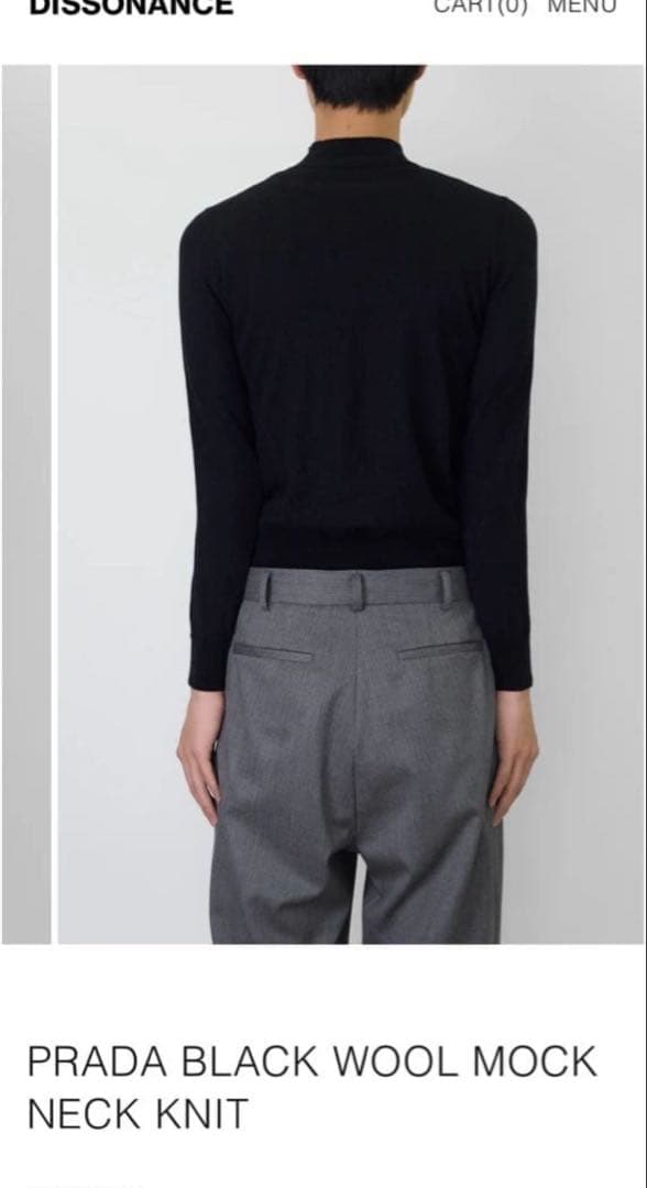 トップス PRADA BLACK WOOL MOCK NECK KNIT