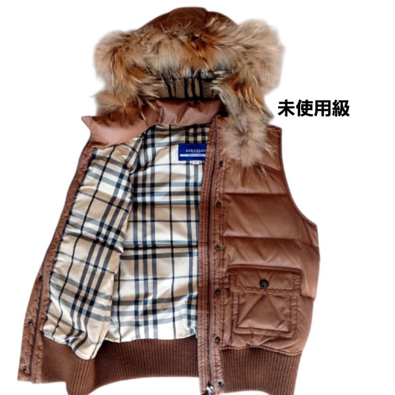 未使用級✨BURBERRYブルーレーベルベストダウンノバチェックファー ブラウン