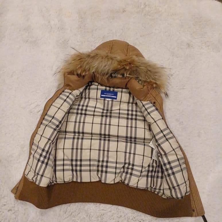 未使用級✨BURBERRYブルーレーベルベストダウンノバチェックファー ブラウン