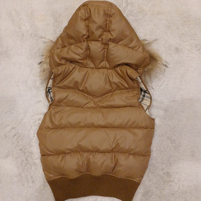 未使用級✨BURBERRYブルーレーベルベストダウンノバチェックファー ブラウン