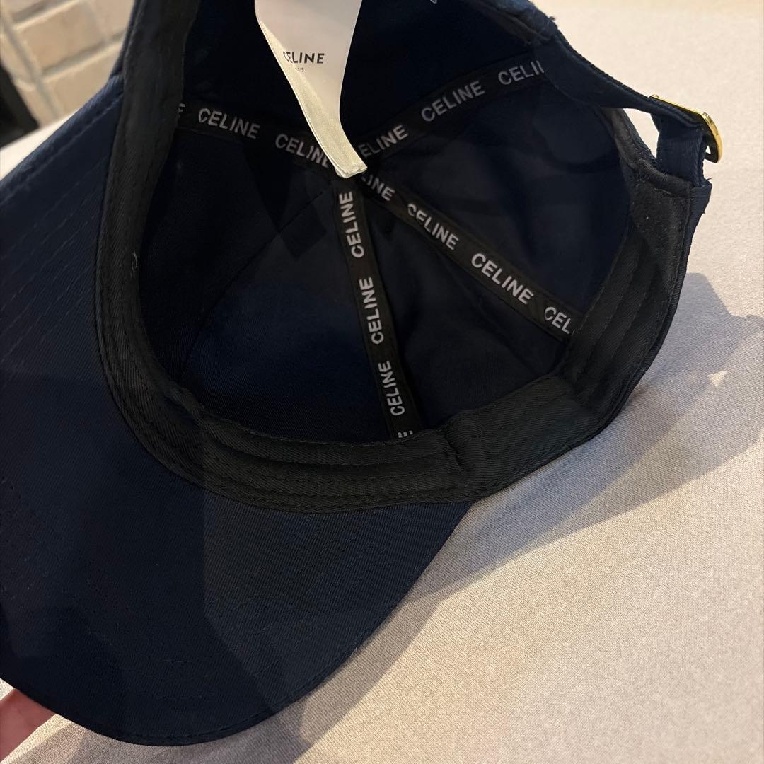 CELINE トリオンフ　ネイビー ロゴキャップ