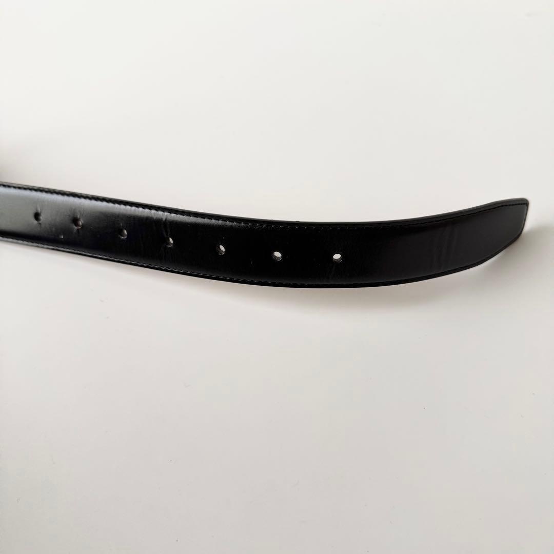 【極美品】BVLGARI　ベルト　シルバーバックル　レザー　ブラック