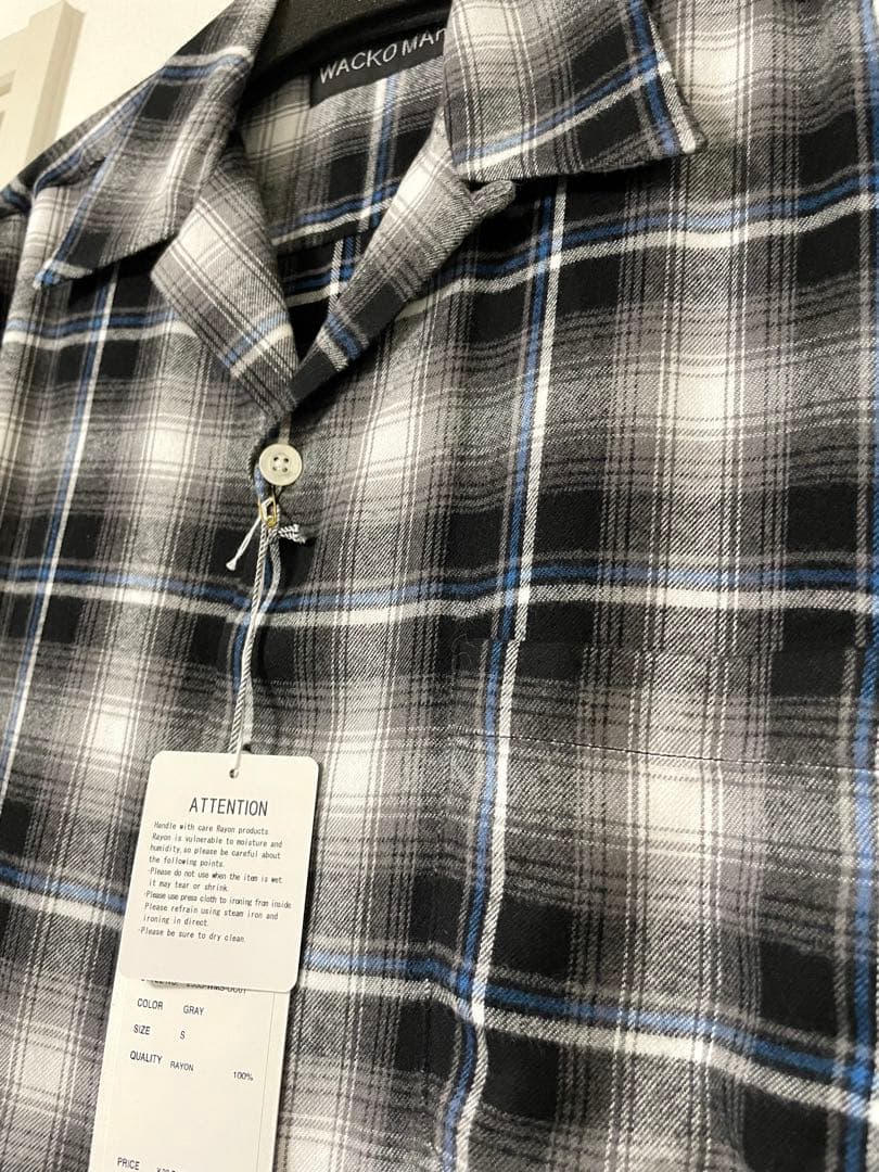 最終値下 ワコマリア OMBRE CHECK OPEN COLLAR SHIRT