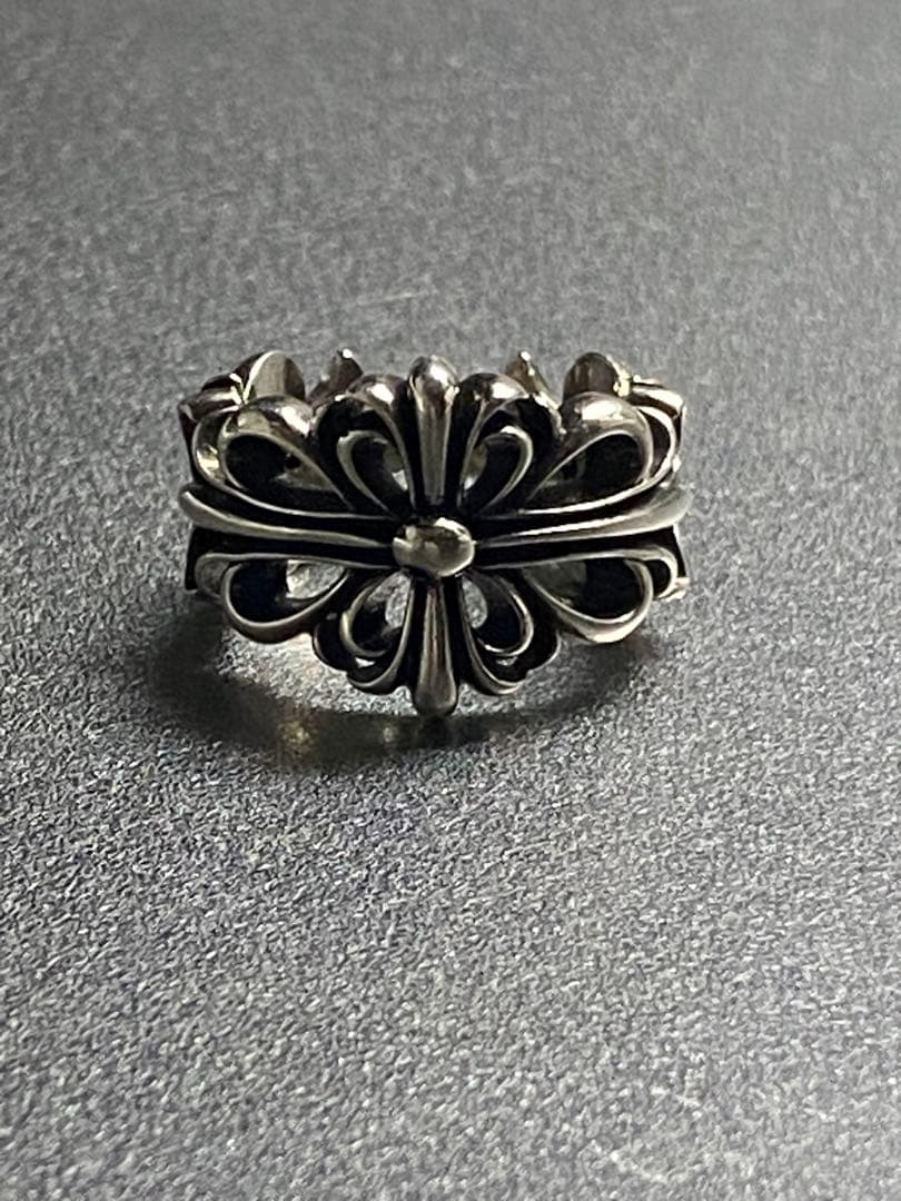 ダブルフローラルクロスリング15号　 Chrome Hearts風シルバー925