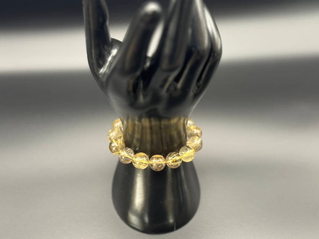 【ゴールド ルチル クォーツ】 天然 ブレスレット12mm 16cm 鑑別書付