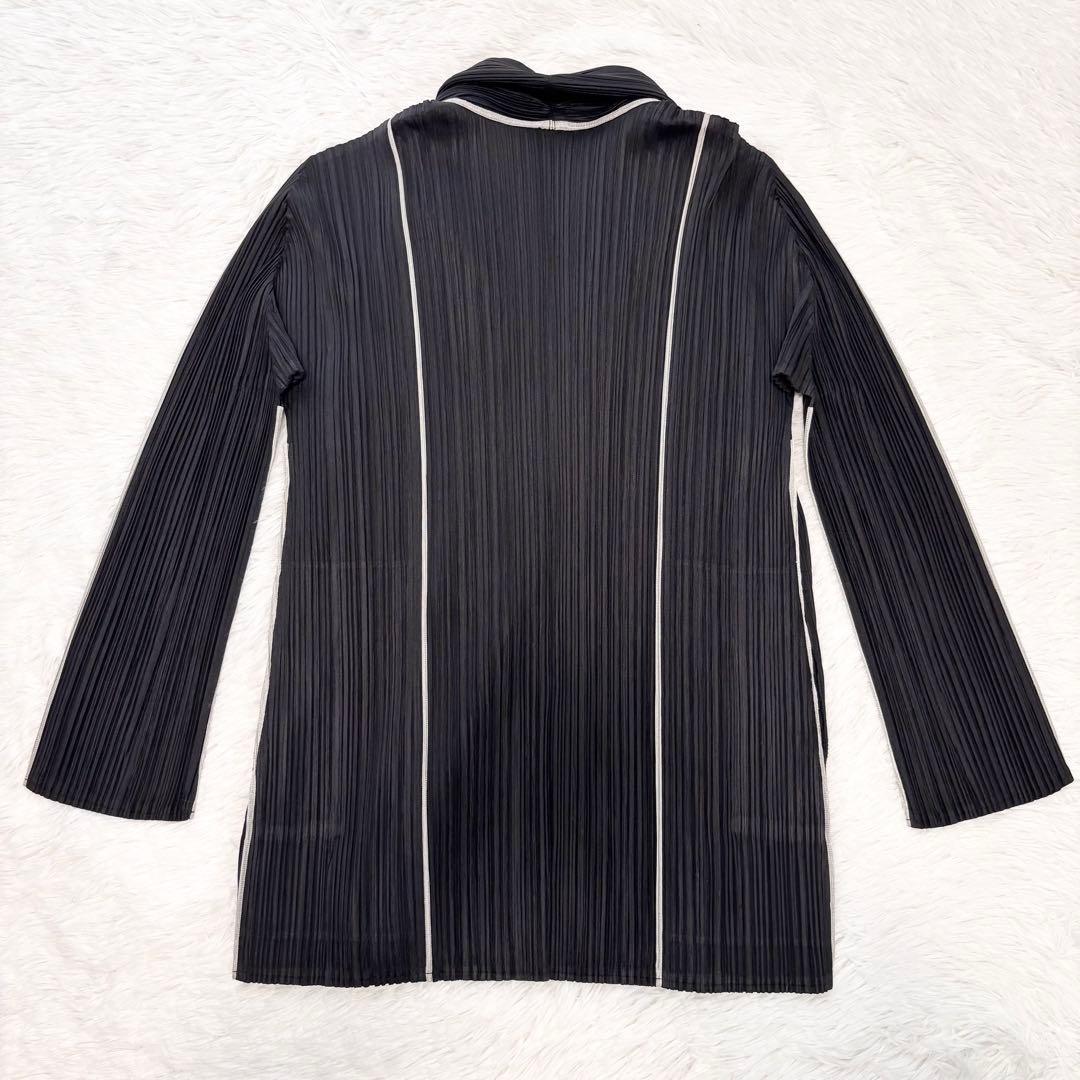 希少　プリーツプリーズ　ロングカーディガン　ポケット付き　ブラック　サイズ3