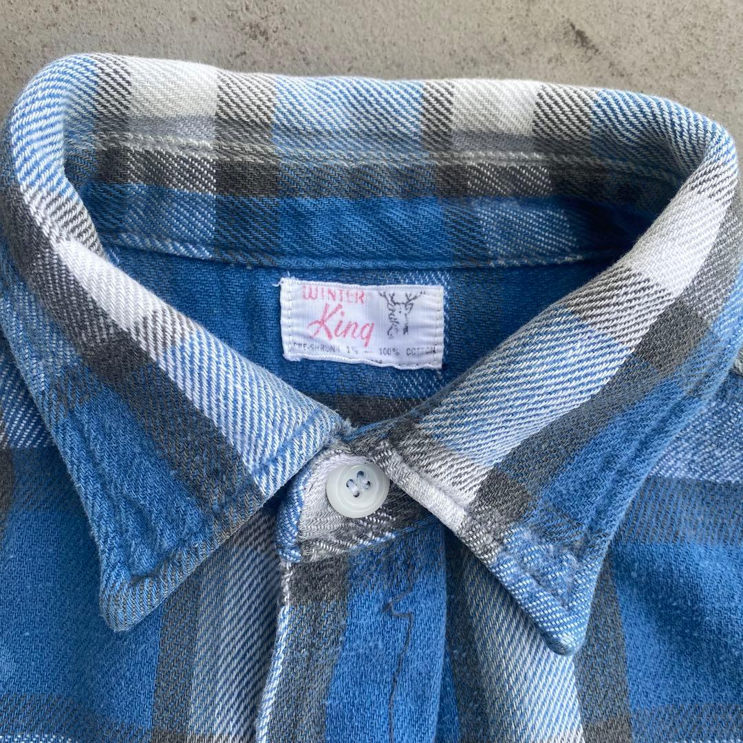 60s winter king ネルシャツ シャドーチェック 検）マチ付き