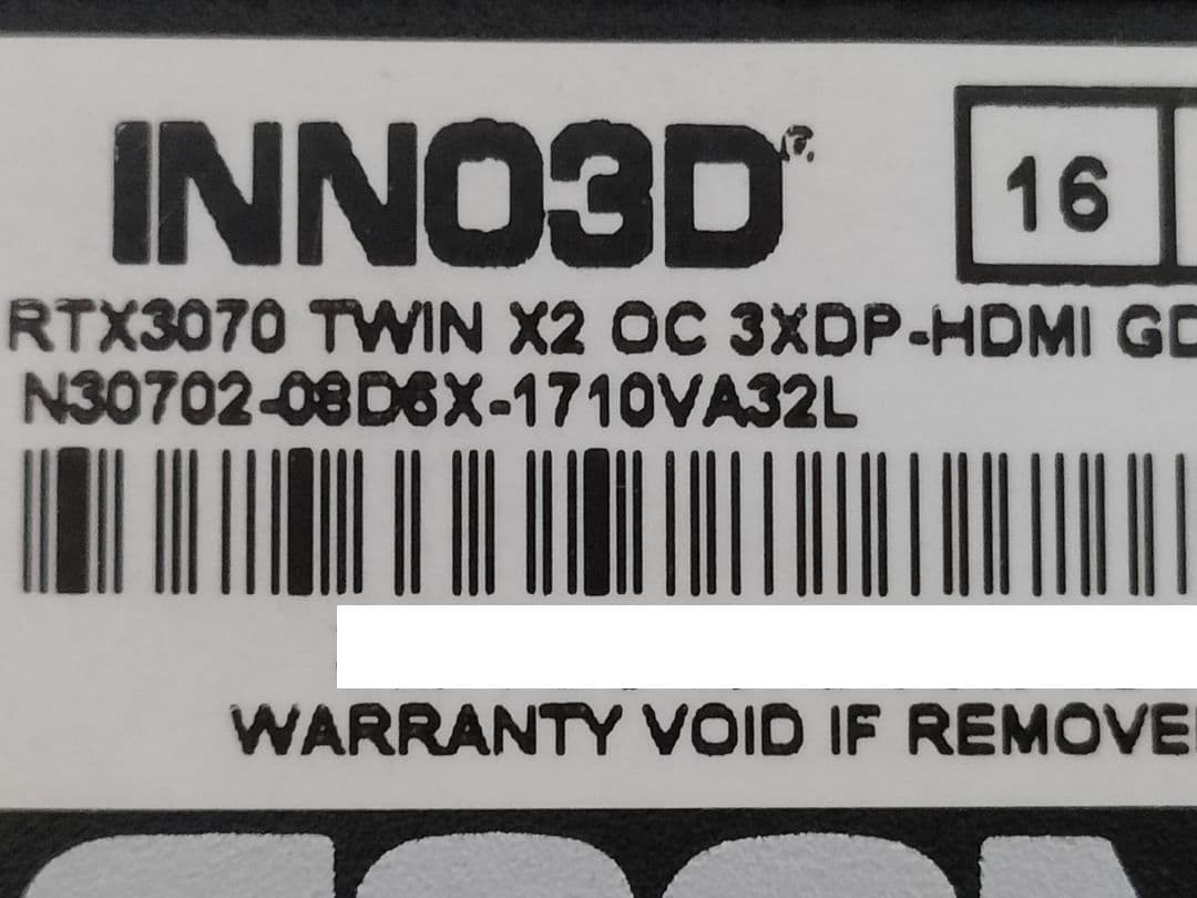 S*1様 INNO3D GeForce RTX3070 8GB TWIN X2