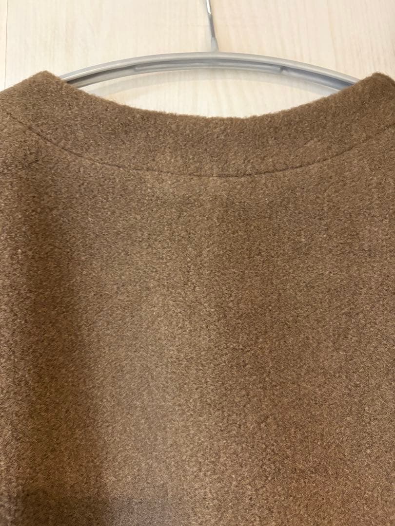 moi tytto ノーカラーボアミドルコート ブラウン