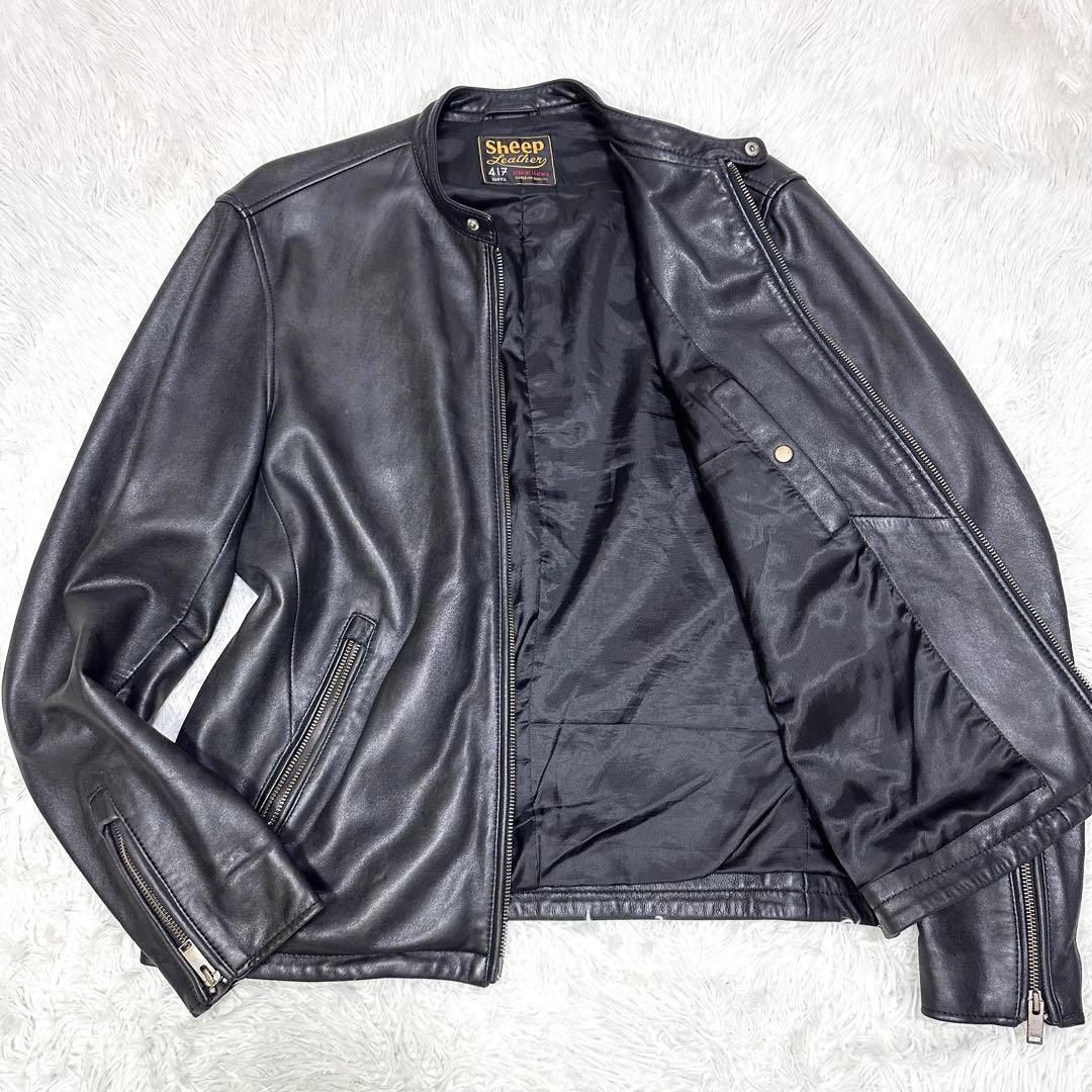 【希少XLサイズ✨】417エディフィス シングルライダースジャケット 羊革 黒