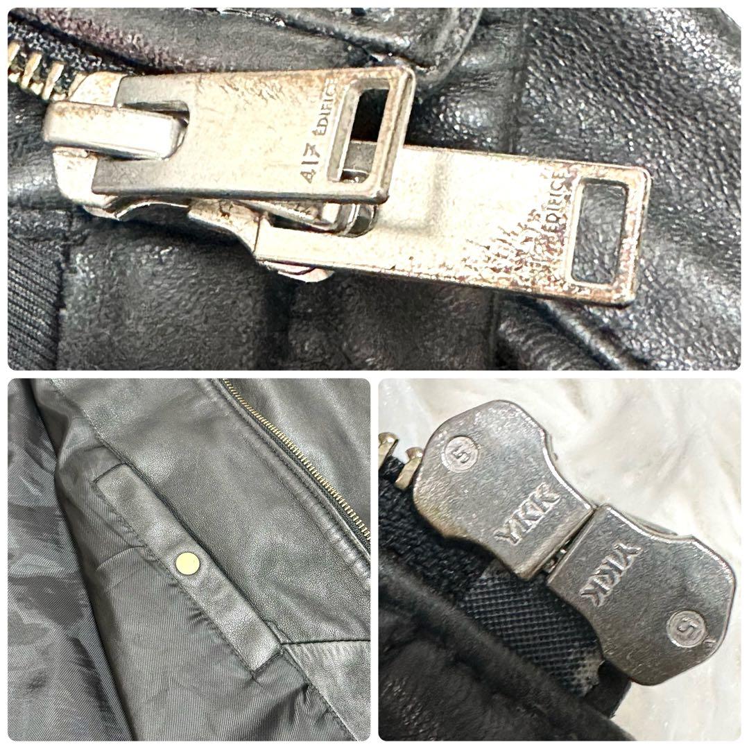 【希少XLサイズ✨】417エディフィス シングルライダースジャケット 羊革 黒