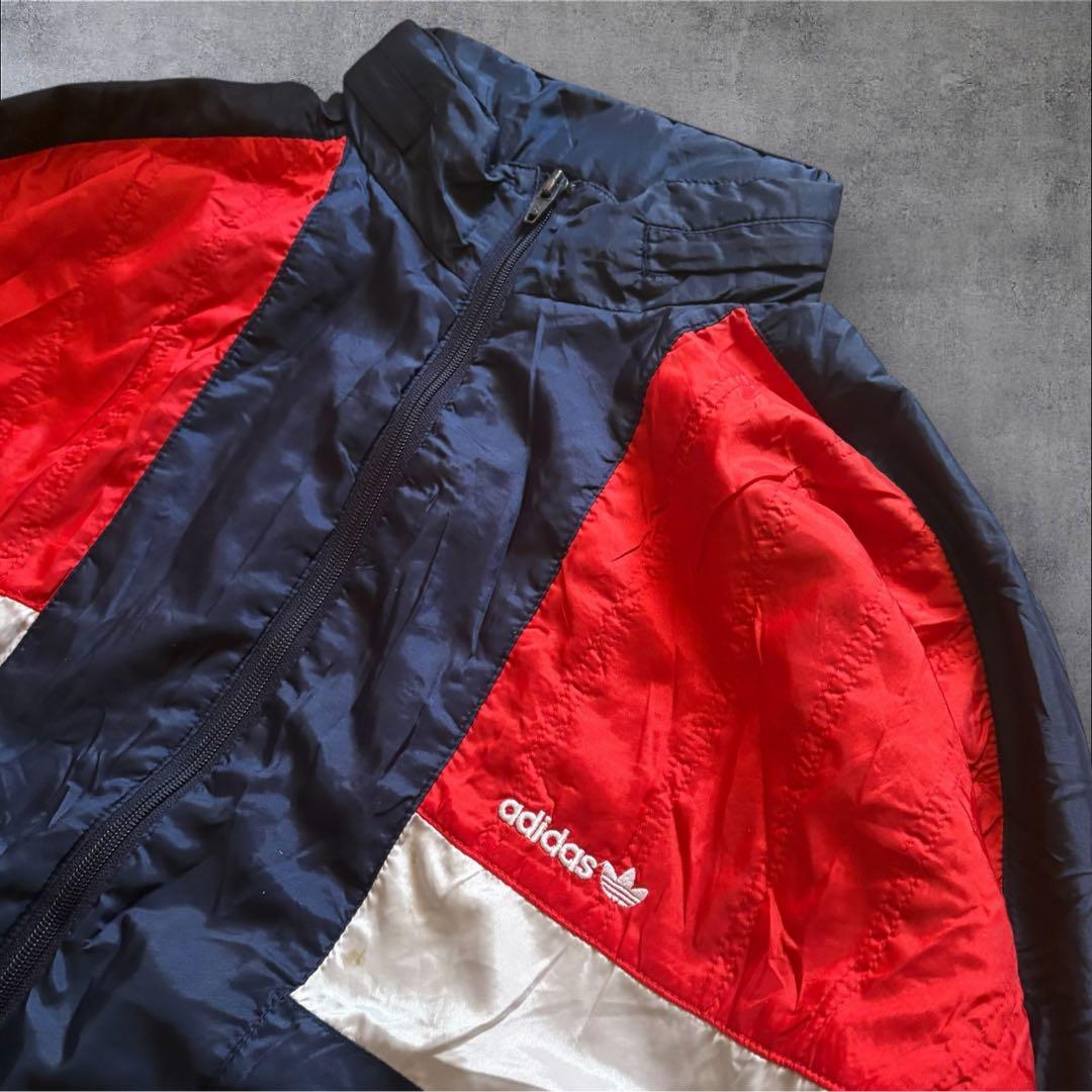 90s adidasトレフォイル刺繍切替ナイロン ジャケットマルチカラーO25