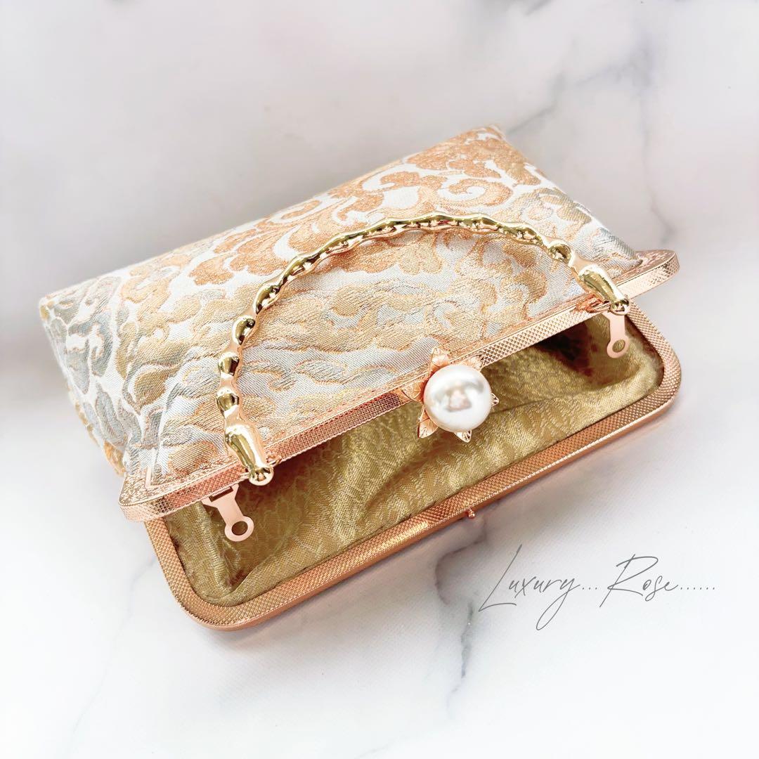 １月の新作♡京都西陣服部織物　最高級格の高い伝統柄絹の煌めき上品ゴールド帯バッグ