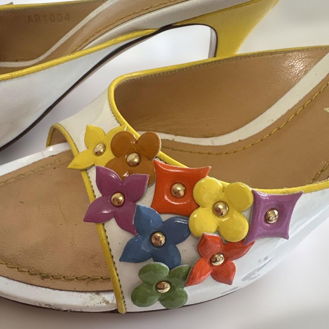 ルイヴィトンカラフル花モチーフ サンダル