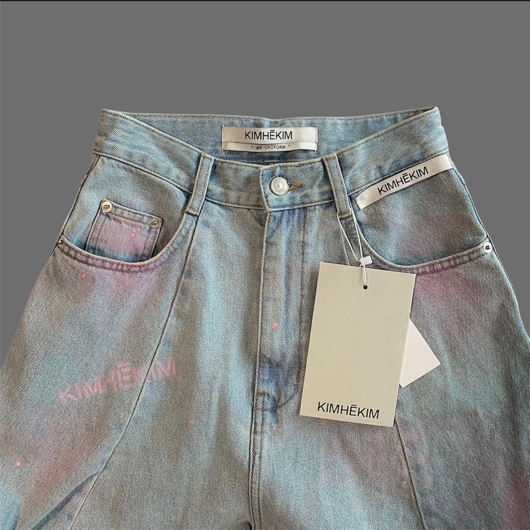 KIMHEKIM 25SS 25 ピンクスプレーバルーンデニムパンツ タグ付き