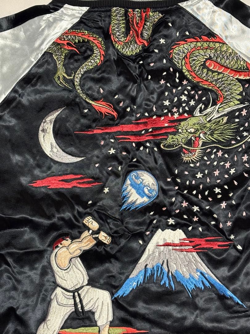 Street Fighter II スカジャン XL ブラックシルバー　着丈75