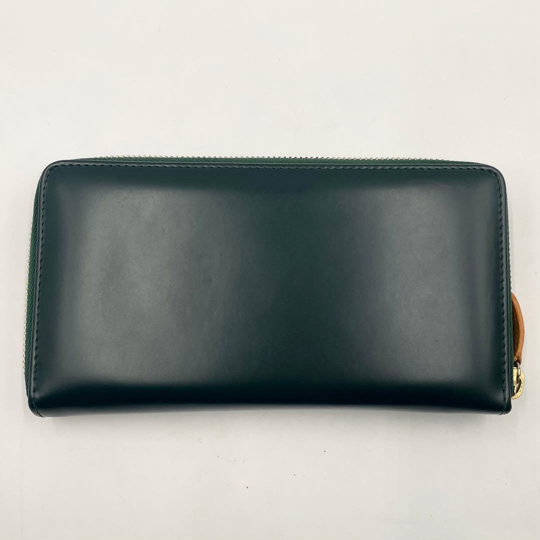 ETTINGER エッティンガー ラウンドファスナー 長財布 レザー 緑オレンジ