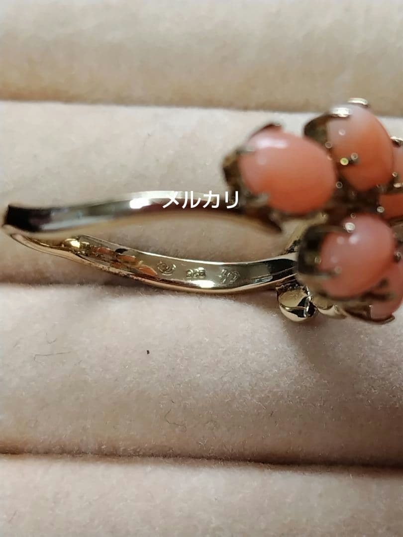 [未使用品] 碌山 リング 珊瑚 シードパール 17号