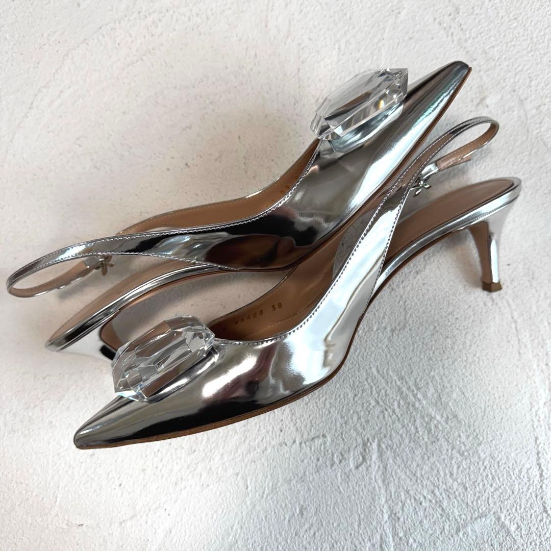 24SS ジャンヴィトロッシ JAIPUR SLING 宝石パンプス シルバー