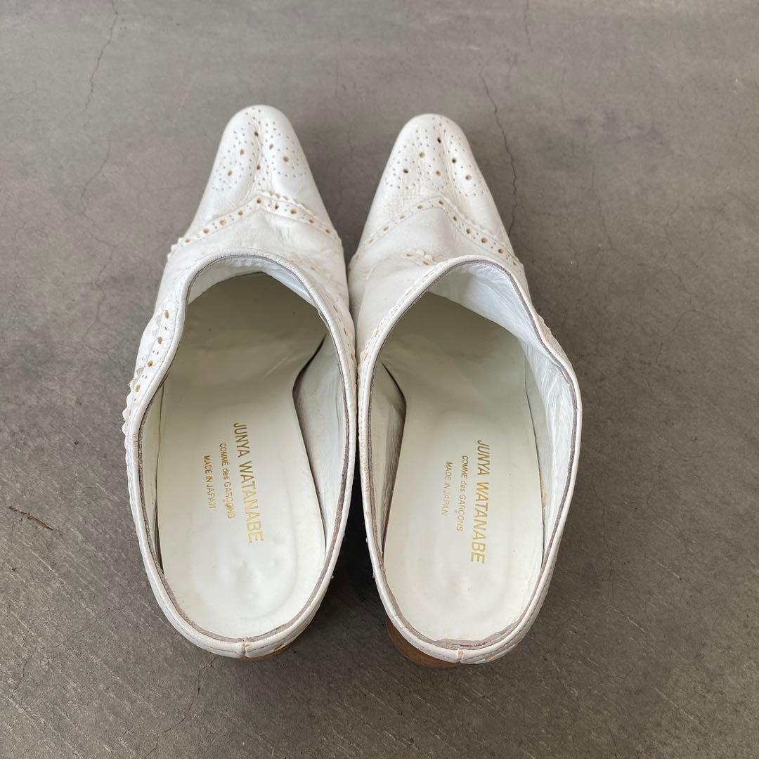JUNYA WATANABE ホワイトレザースウィングチップミュール