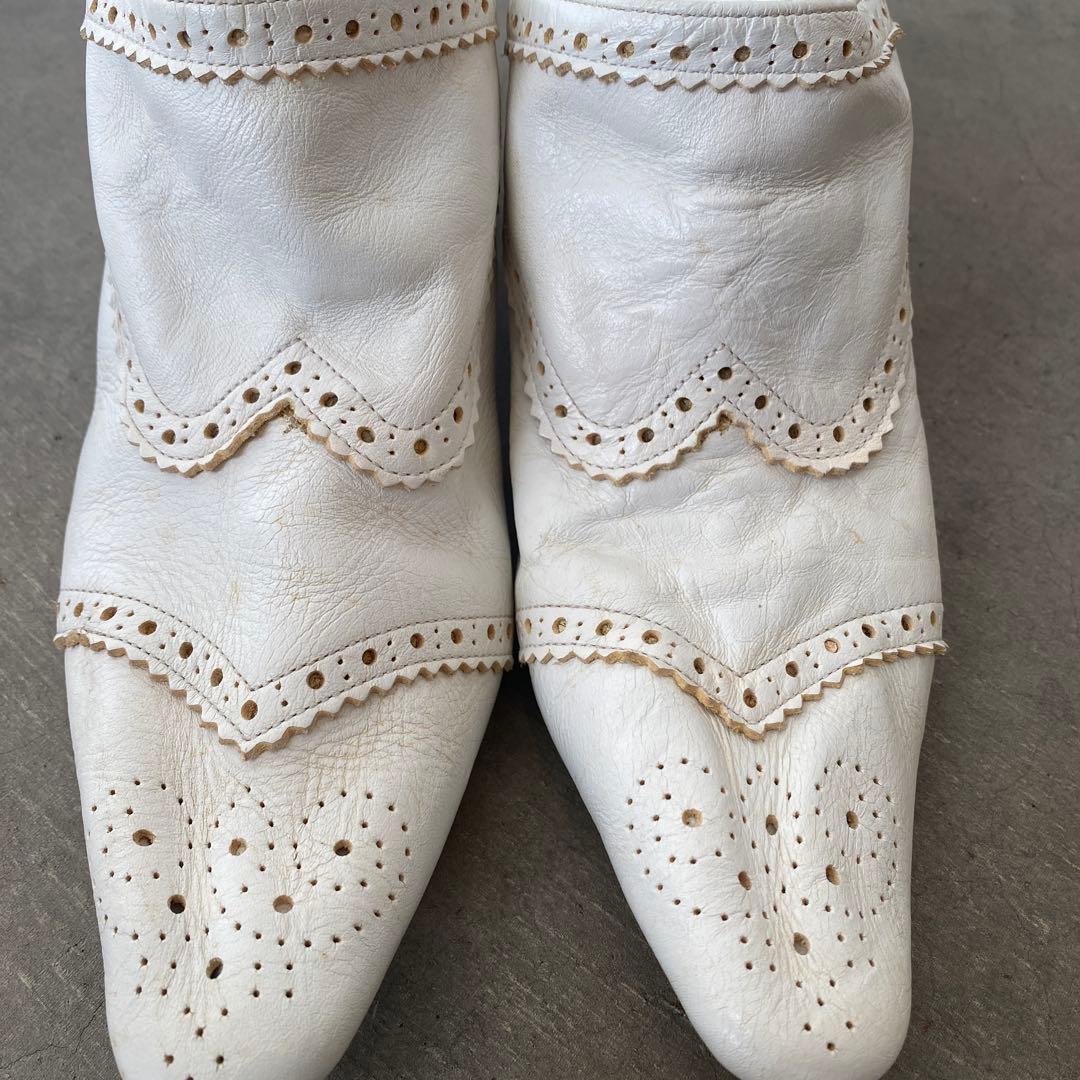 JUNYA WATANABE ホワイトレザースウィングチップミュール