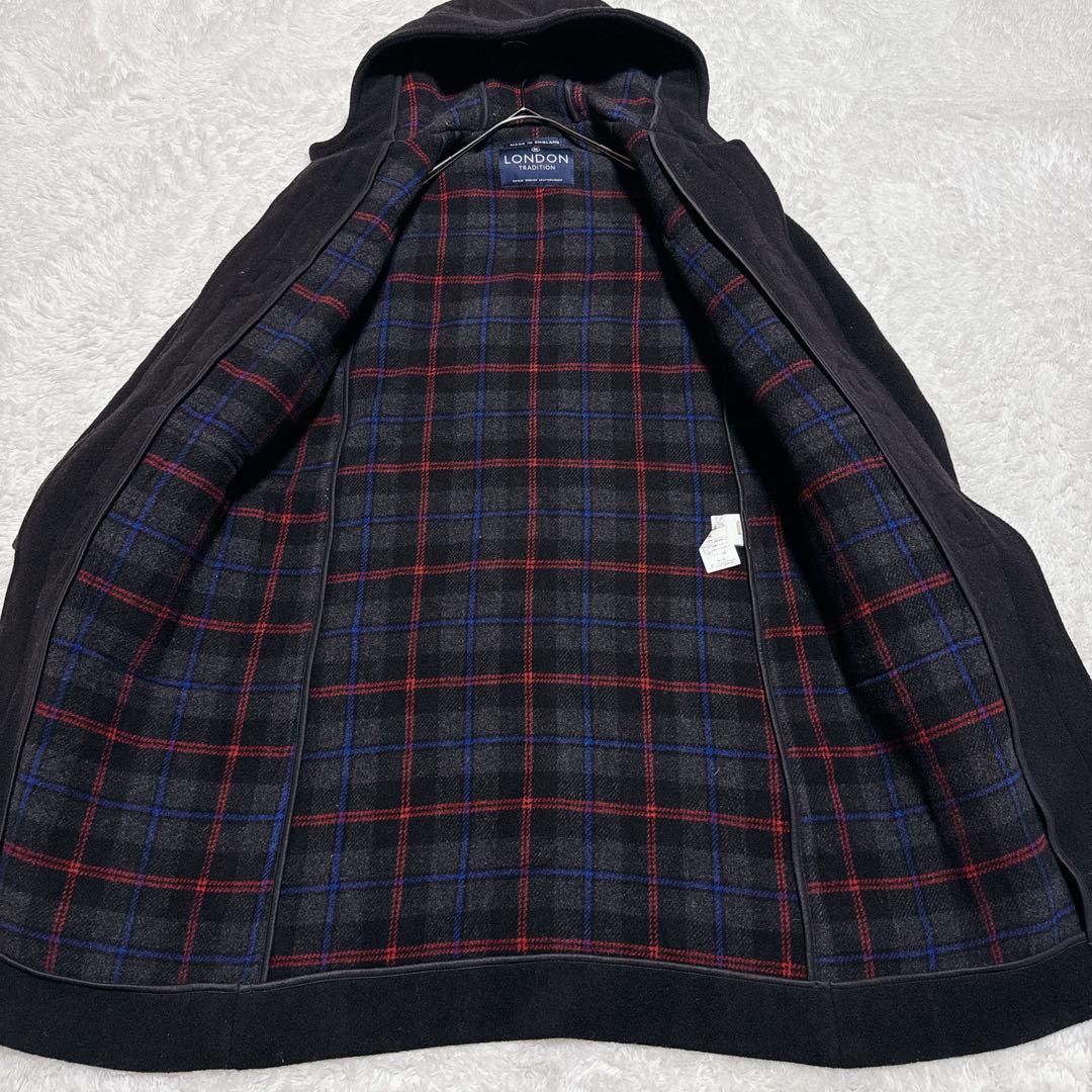 LONDON TRADITION 英国製 ダッフルコート フード 牛革 ウール混