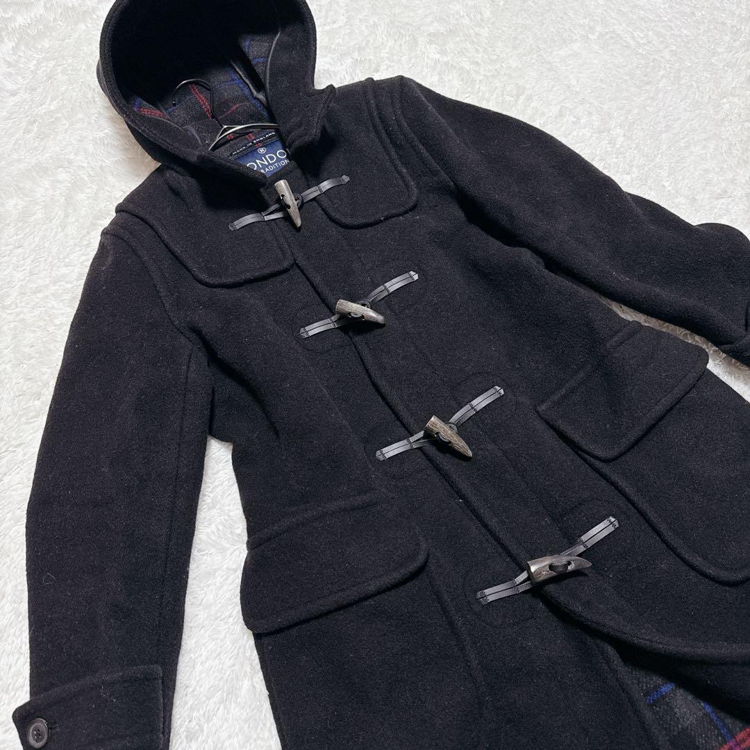 LONDON TRADITION 英国製 ダッフルコート フード 牛革 ウール混