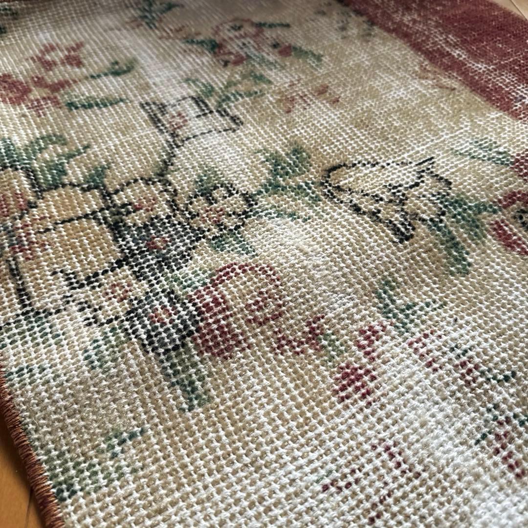 50×131アンティークボタニカル　ランナーラグ　トルコヴィンテージラグ