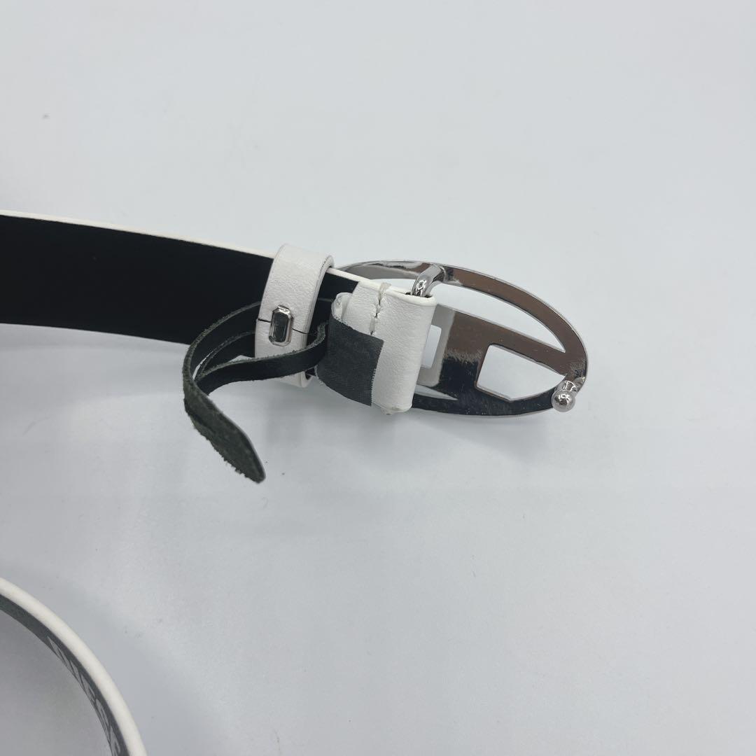 未使用 ディーゼル Dロゴバックル ベルト 80 本革　ホワイト　白
