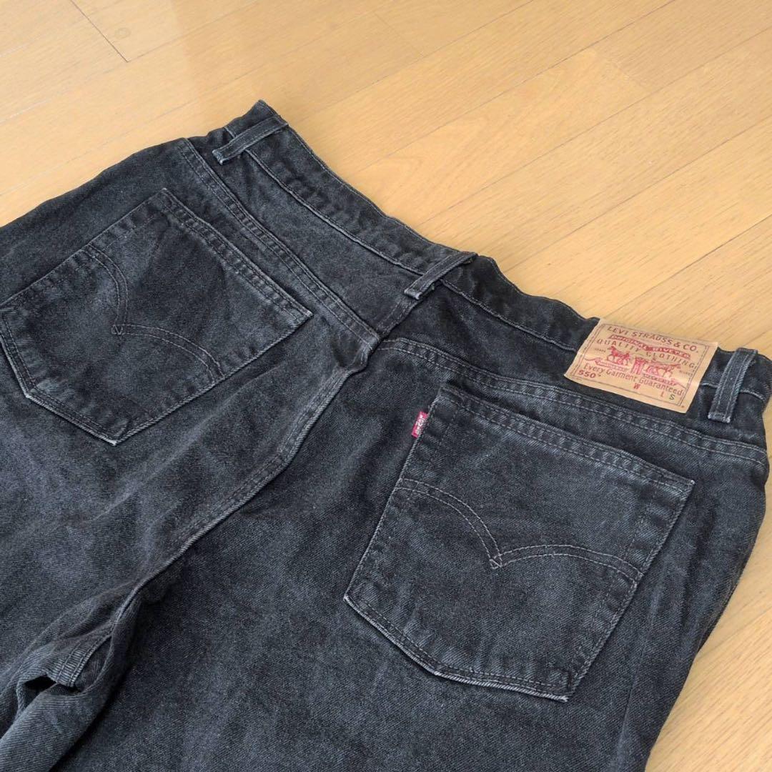 リーバイス 550 リラックスフィット テーパード ブラックジーンズ ボトム