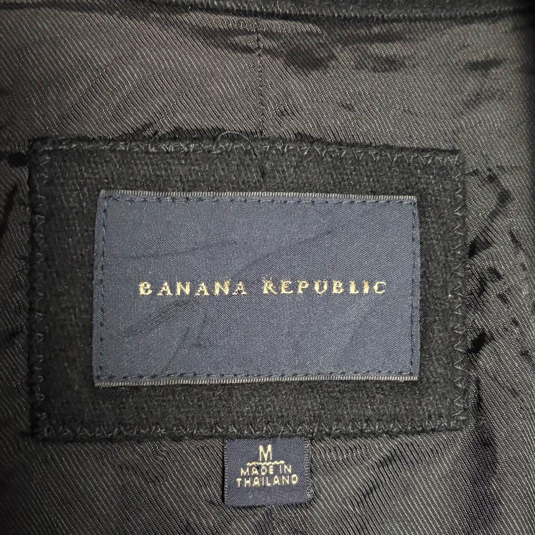 00sUSA古着バナナリパブリック ウールジャケット 黒 M ジップ短丈ブルゾン