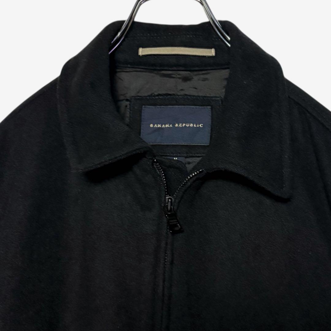 00sUSA古着バナナリパブリック ウールジャケット 黒 M ジップ短丈ブルゾン