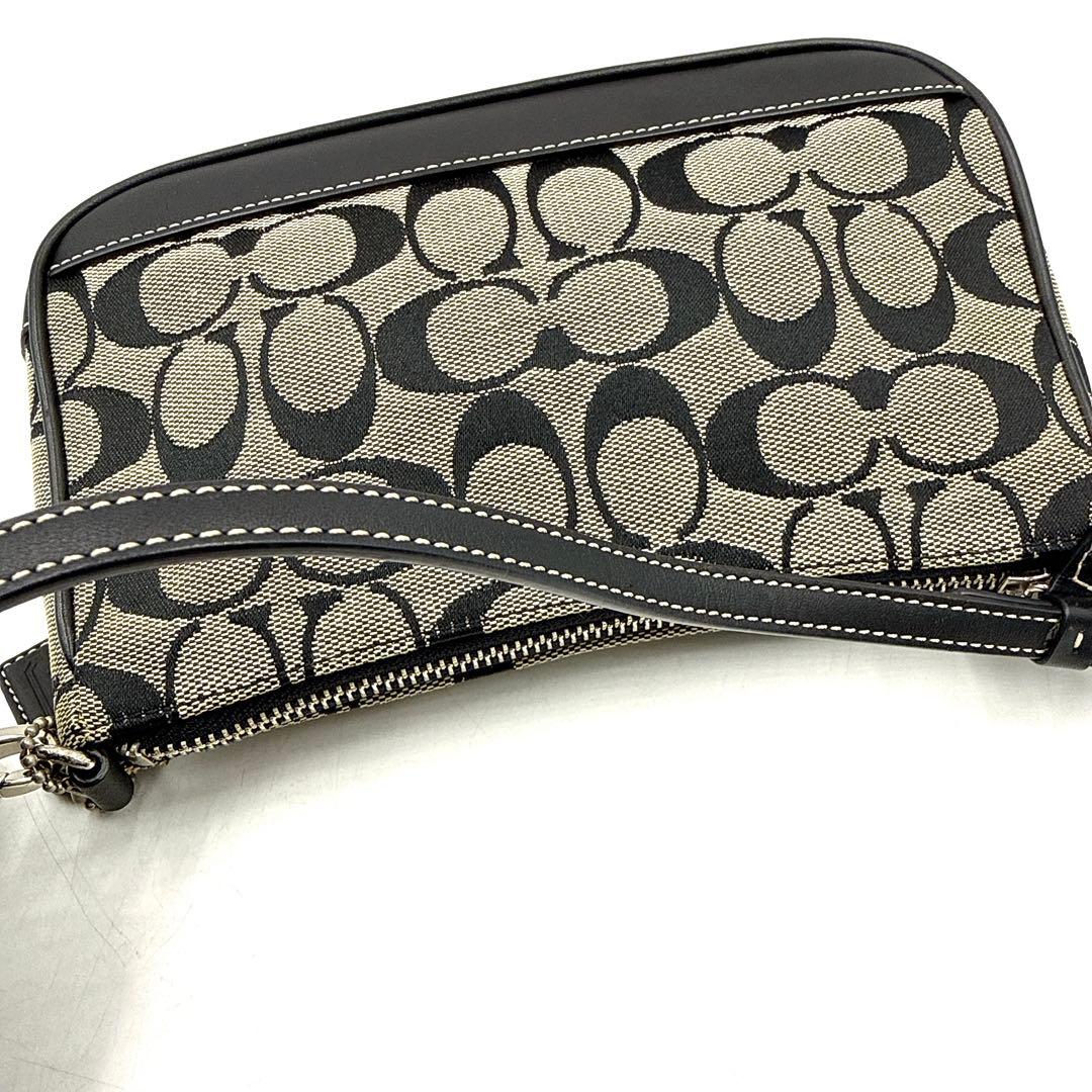 【美品】COACH キャンバス アクセサリーポーチ シグネチャー 保管袋付き