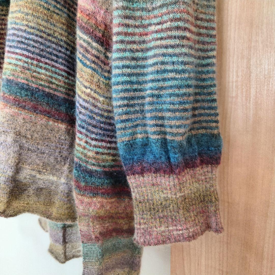 試着のみ美品✨ M.&KYOKO マルチボーダー カーディガン モヘヤ フリー