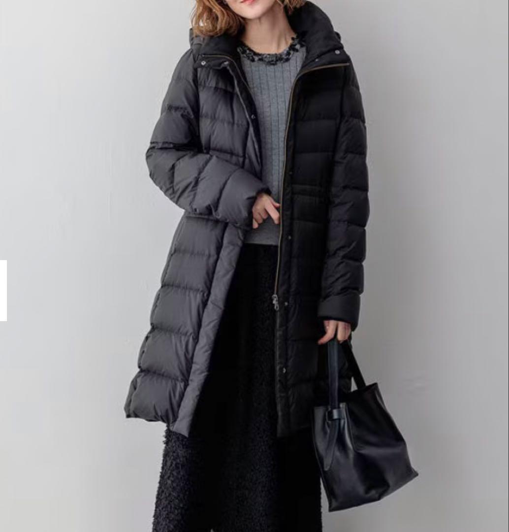 即発送★23区 洗える/撥水加工シレータフタ ロング ダウンコート36 ブラック