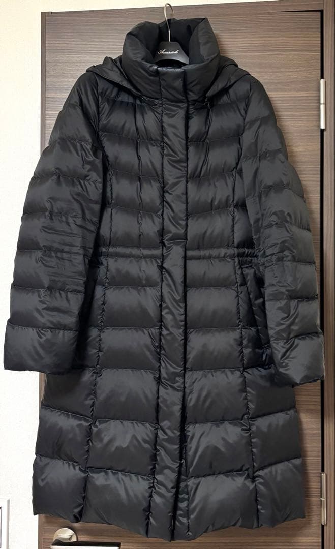即発送★23区 洗える/撥水加工シレータフタ ロング ダウンコート36 ブラック