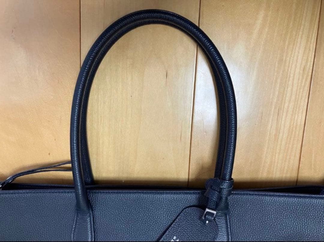 【美品】バーニーズニューヨーク ネイビー レザー トートバッグ