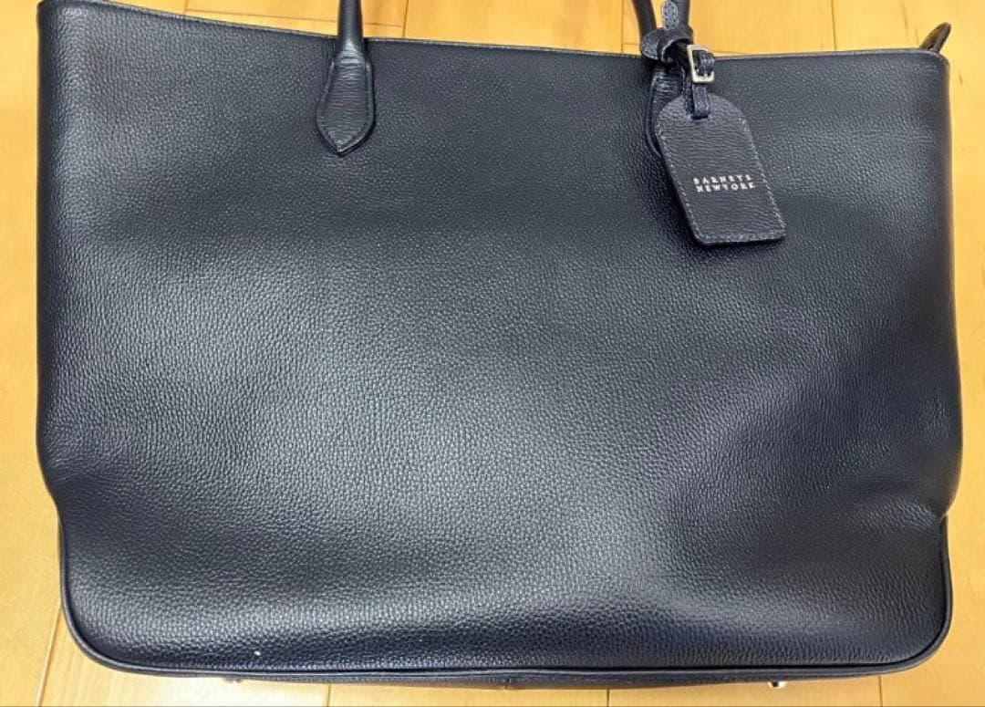 【美品】バーニーズニューヨーク ネイビー レザー トートバッグ