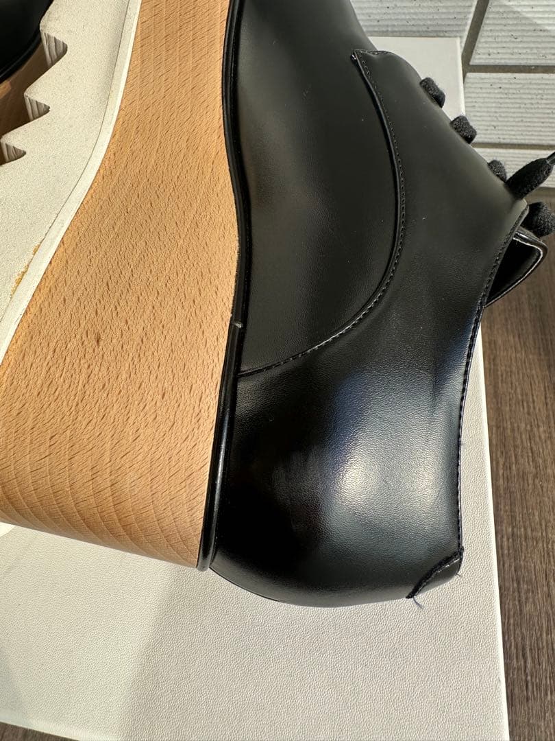 ステラマッカートニー エリス 35.5 黒 レザー 厚底 レースアップシューズ