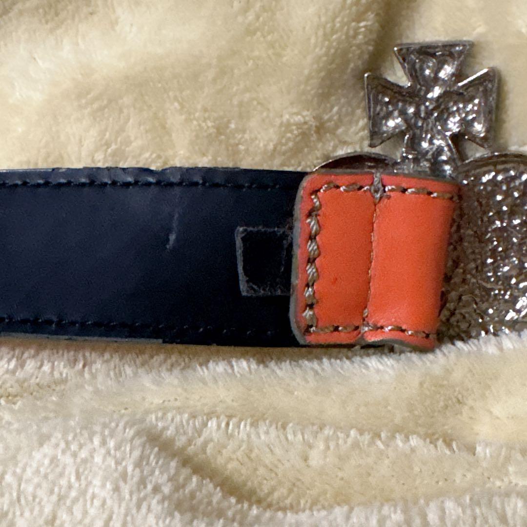 ヴィヴィアンウエストウッド ベルト オーブ スカル レザー オレンジ