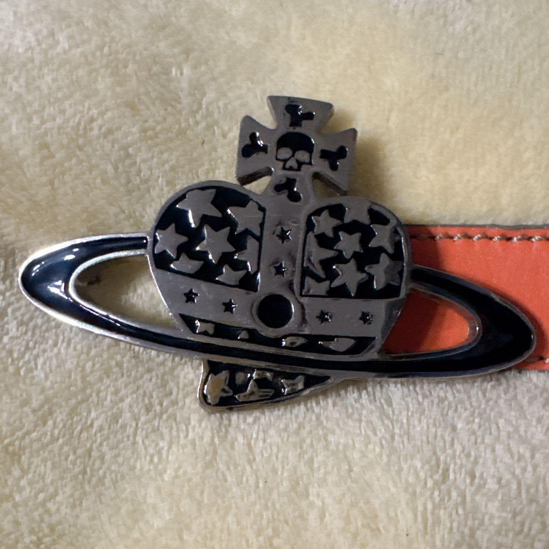 ヴィヴィアンウエストウッド ベルト オーブ スカル レザー オレンジ