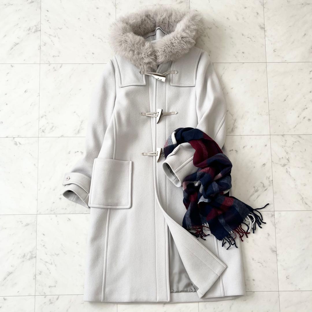 美品♪シップス　カシミヤ混　ブルーフォックス　ファーダッフルコート　ロング　S