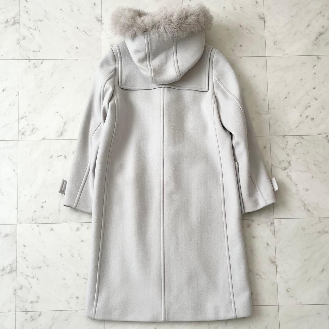 美品♪シップス　カシミヤ混　ブルーフォックス　ファーダッフルコート　ロング　S