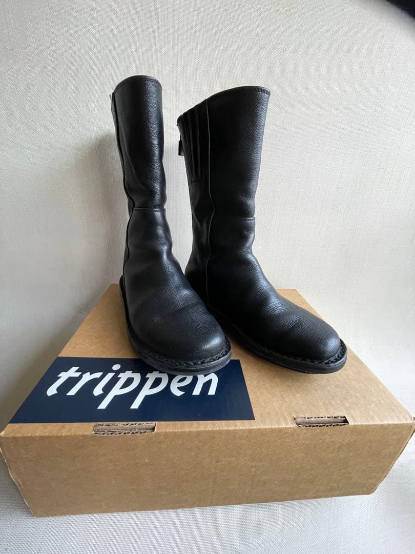 trippen ブラック レザー Mid-Boot